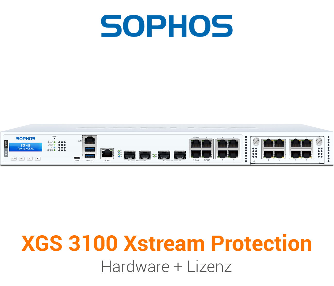 Sophos XGS 3100 Firewall Hardware + Xstream Protection Lizenz Vorderseite