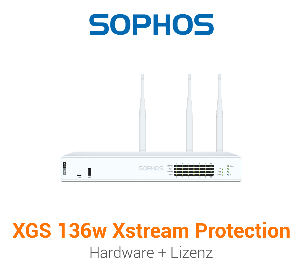 Sophos XGS 136w Firewall Hardware + Xstream Protection Lizenz Vorderseite